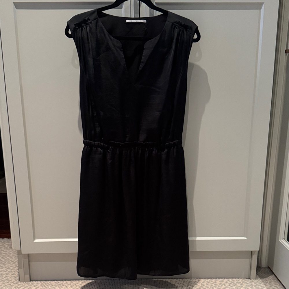 Sleeveless Black Mini Dress with Gathered Waist